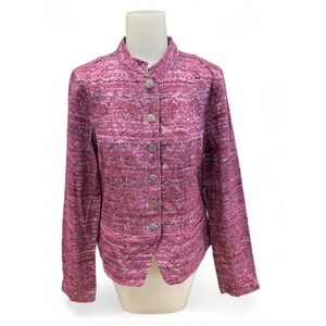 Christopher & Banks Women's Purple‎  Textured Button Up Jacket Small S